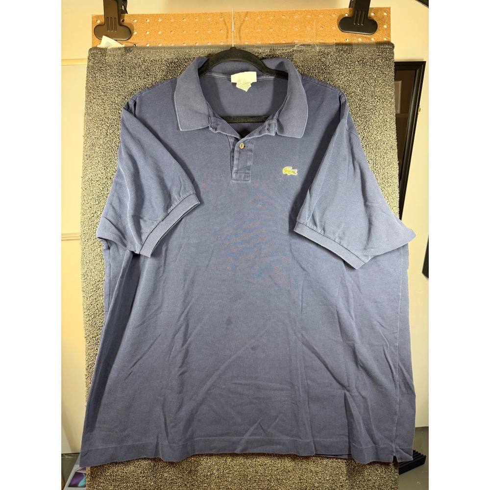 Chemise Lacoste Polo Shirt Mens 8 Blue Vintage Made in France Pique Cotton